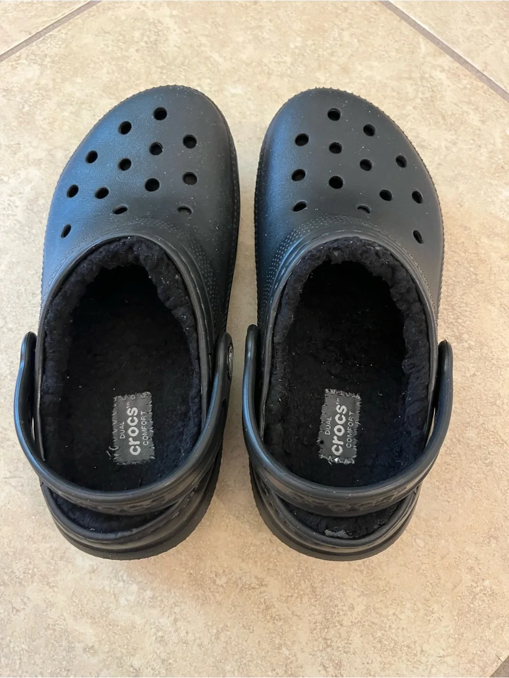 CROCS Kids Classic Plush-Lined Clog in Black